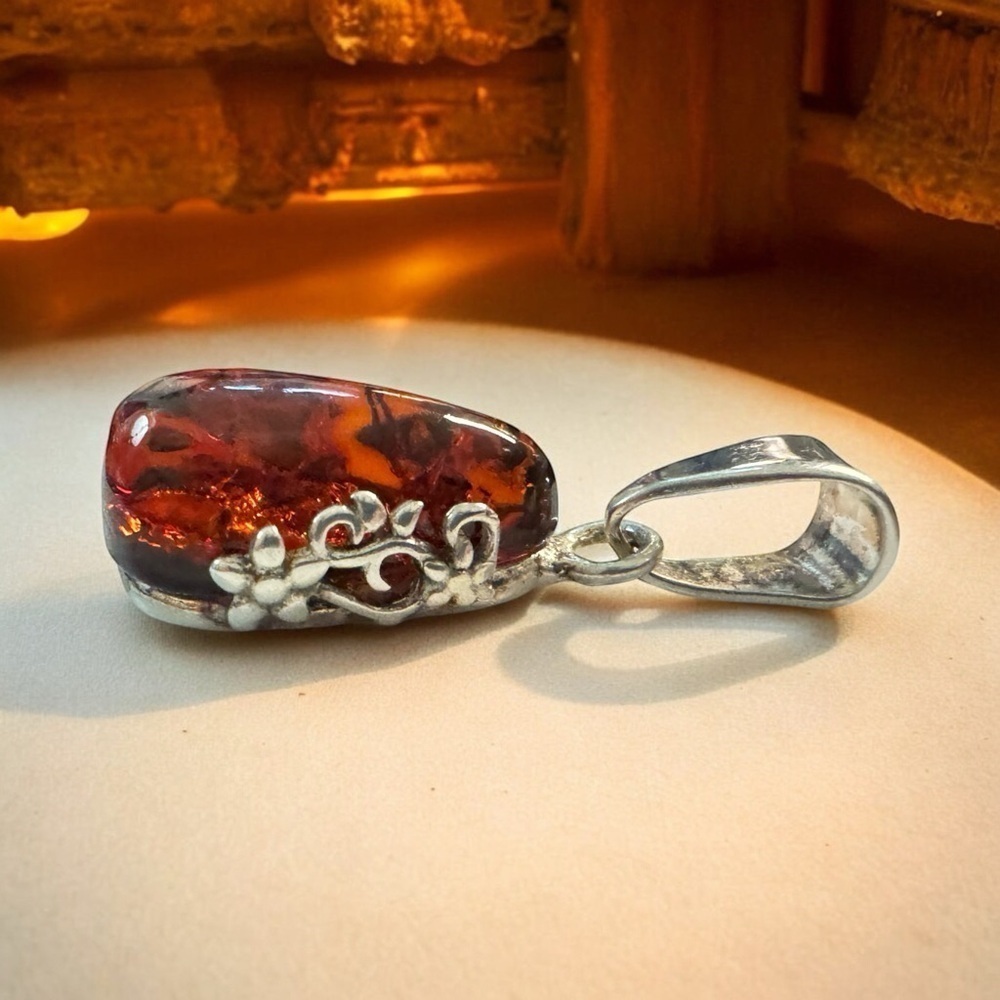 Polish Baltic Amber Sterling Silver Pendant